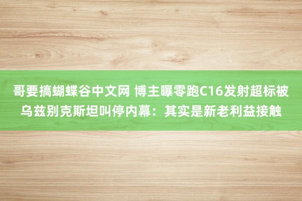 哥要搞蝴蝶谷中文网 博主曝零跑C16发射超标被乌兹别克斯坦叫停内幕：其实是新老利益接触