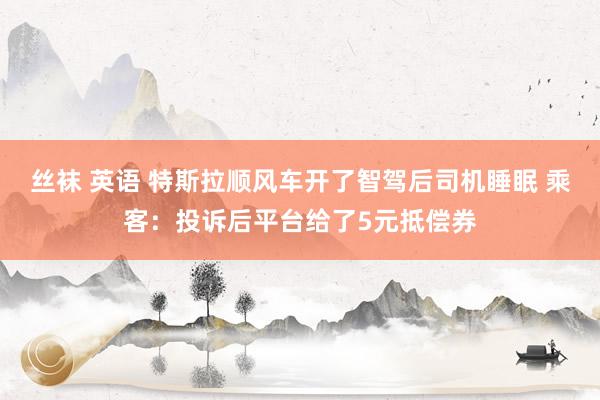 丝袜 英语 特斯拉顺风车开了智驾后司机睡眠 乘客：投诉后平台给了5元抵偿券