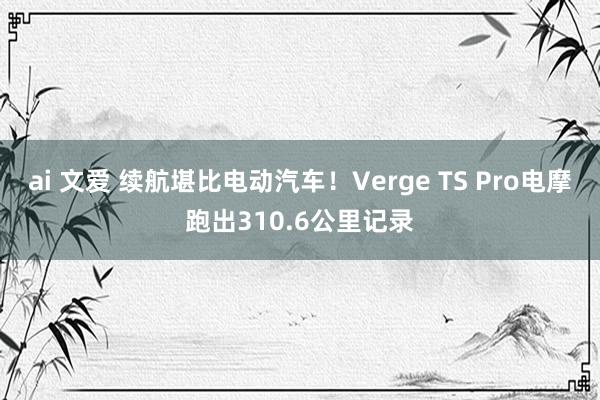 ai 文爱 续航堪比电动汽车！Verge TS Pro电摩跑出310.6公里记录
