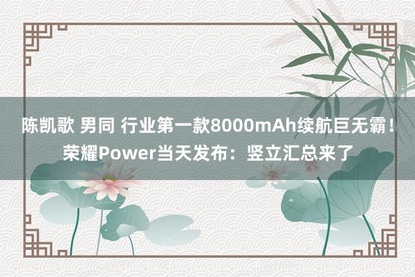 陈凯歌 男同 行业第一款8000mAh续航巨无霸！荣耀Power当天发布：竖立汇总来了