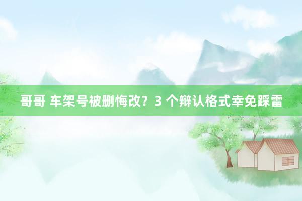 哥哥 车架号被删悔改？3 个辩认格式幸免踩雷