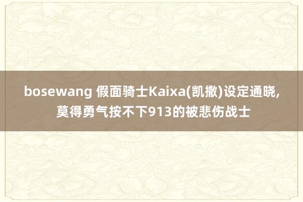 bosewang 假面骑士Kaixa(凯撒)设定通晓, 莫得勇气按不下913的被悲伤战士