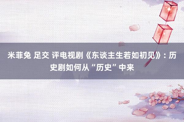 米菲兔 足交 评电视剧《东谈主生若如初见》: 历史剧如何从“历史”中来