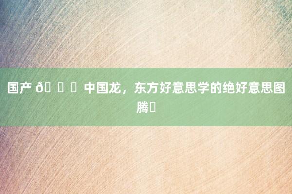 国产 🐉中国龙，东方好意思学的绝好意思图腾✨
