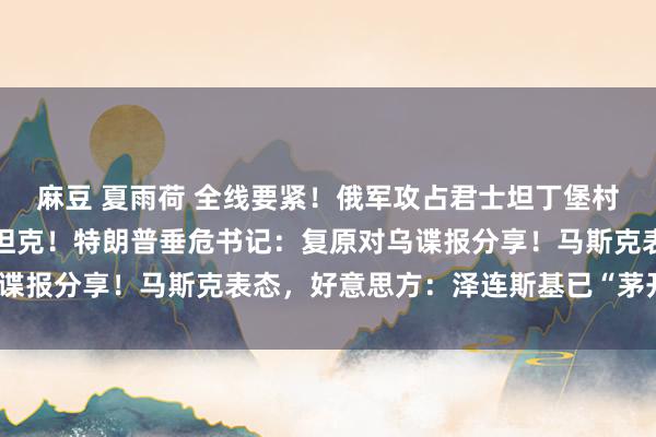 麻豆 夏雨荷 全线要紧！俄军攻占君士坦丁堡村，还缉获好意思制主战坦克！特朗普垂危书记：复原对乌谍报分享！马斯克表态，好意思方：泽连斯基已“茅开顿塞”